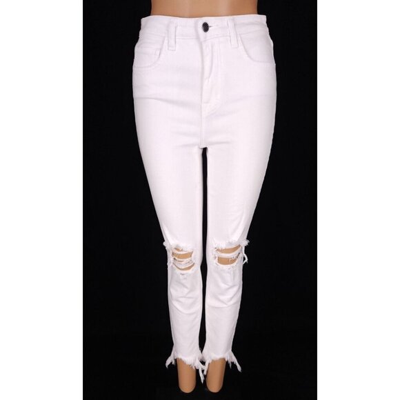 L'AGENCE High Line Jeans Size 25 Womens Blanc Destruct $435 - Picture 2 of 13